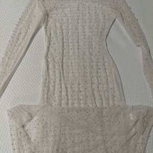 White Maxi Rhinestone & Pearl dress